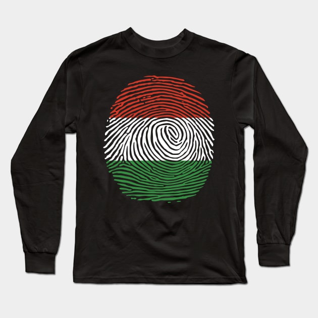 hungary country flag finger print Long Sleeve T-Shirt by HawaiPlus